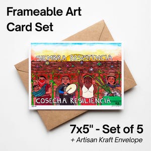 Hand-Painted Frameable Watercolor Art Cards, 5x7 Set of 5 — Social Justice and Resistance, EZLN and Zapatista, Resilience and Radical Art