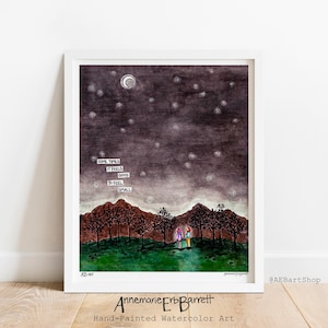 Feels Good to Feel Small Art Print, Wall Art, ECO Paper, Poster stars, moon, healing art, night sky, watercolor art, starry night, cosmos