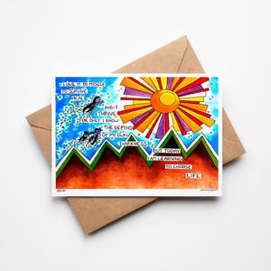 Conjunto de cinco tarjetas de felicitación "Heal & Thrive", arte terapéutico, arte para prosperar, arte de acuarela, arte de amor propio radical, arte curativo