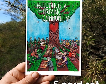 Community Building Watercolor Art Card Set