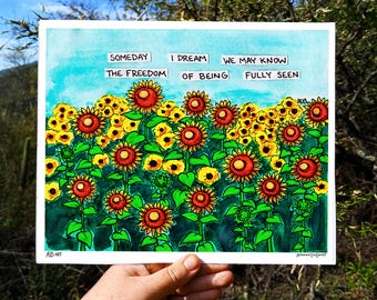 Healing Watercolor Art Print - Self Love Poster, Giclée