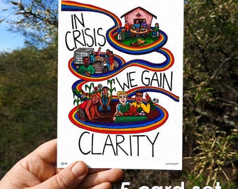 Social Justice Watercolor Art Cards, Set of 5, 5x7, Community Care
