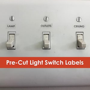 Aangepaste lichtschakelaarlabels voorgesneden en gedrukt op doorzichtig stickerpapier. Jij kiest de labels!