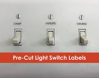 Etichette personalizzate per interruttori della luce, pretagliate e stampate su carta adesiva trasparente. Scegli tu le etichette!