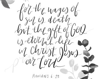 Romans 6:23 DIGITAL PRINT | Christian Art, printable art