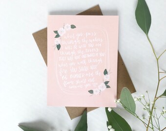 Cards and envelope | Isaiah 43:2 | blank inside | Encouragement | Thinking of You | Greeting | Secret Sister | Birthday