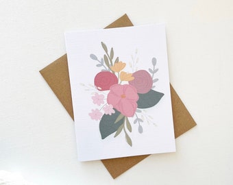 Cards and envelope | floral valentines day card | blank inside | Encouragement | Thinking of You | Greeting | Secret Sister | Birthday
