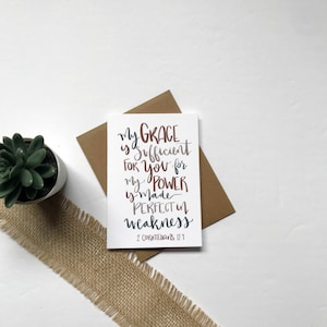 Tarjetas y sobre / Mi Gracia es suficiente para ti / En blanco por dentro / Tarjeta de felicitación / Pensando en ti / Aliento
