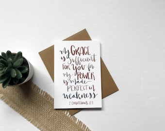 Cards and envelope | My Grace is sufficient for you | blank inside | Greeting Card | Thinking of You | Encouragement