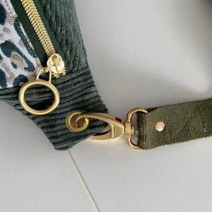 KHAKI GREEN velvet waistband leopard jacquard removable strap size M model presented in stock PROMO amovible 2MO