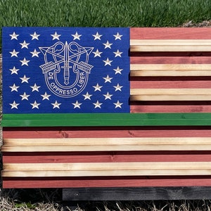 Military Challenge Coin Display Rack US Wood Flag for Special Forces image 2
