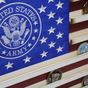 Military Challenge Coin Display Rack US Wood Flag for Army