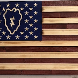 Military Challenge Coin Display Rack US Wood Flag for 25th Infantry Division