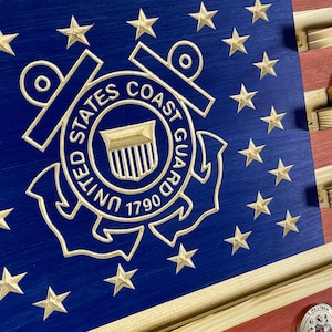 Military Challenge Coin Display Rack US Wood Flag for Coast Guard
