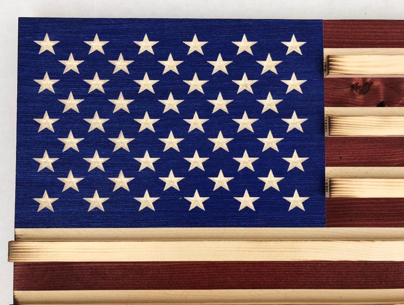 Military Challenge Coin Display Rack US Wood Flag for Veterans Army Navy Air Force Marines Coast Guard image 3