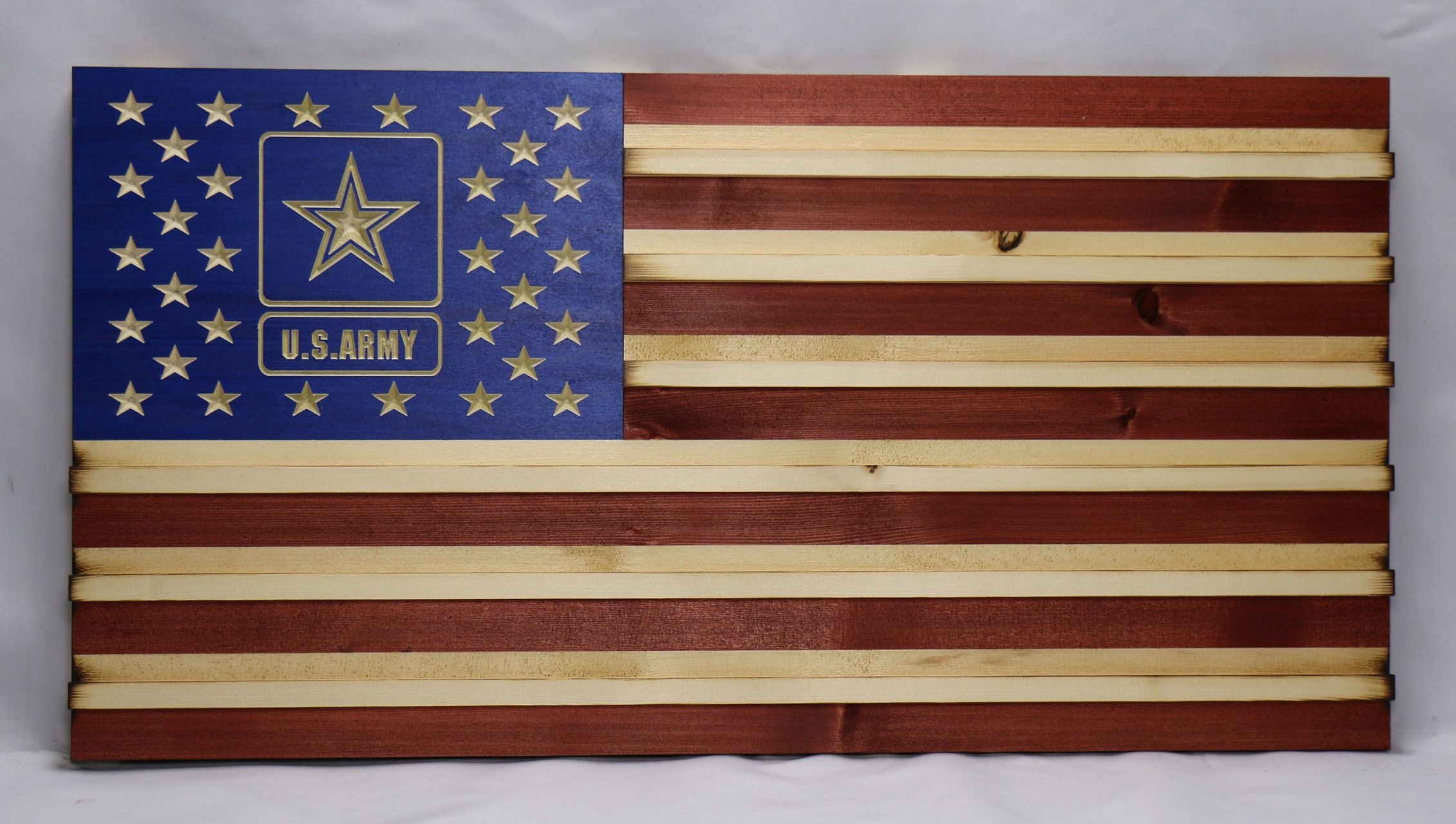 Large ARMY Rustic American Flag Challenge Coin Display 