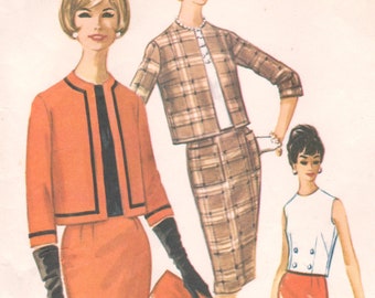 McCall's 6052 // 1960s Suit Jacket with Sleeveless Blouse and Pencil Skirt Sewing Pattern // Bust 36 / Waist 30 / Hip 40