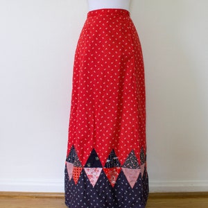 1970s Reversible Cotton Patchwork Maxi Wrap Skirt // XXS / XS image 2