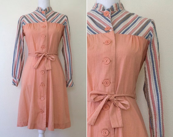 1970s Textured Cotton/Polyester Shirtdress // Medi