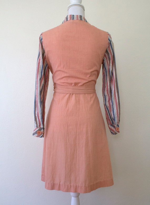 1970s Textured Cotton/Polyester Shirtdress // Med… - image 3