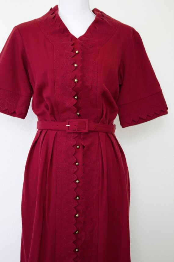 1950s Carlye Embroidered Button-Front Midi Wiggle… - image 3