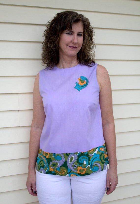 1960s Lavender Psychedelic Paisley Tank // Large - image 2