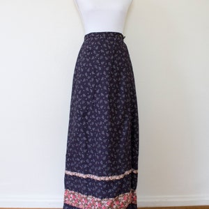 1970s Reversible Cotton Patchwork Maxi Wrap Skirt // XXS / XS image 4