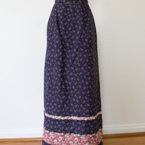 1970s Reversible Cotton Patchwork Maxi Wrap Skirt // XXS / XS image 5