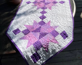 Purple and White Table Runner