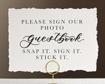 Please Sign Our Guestbook | Photo Guest Book Sign | Deckled Edge Paper | Wedding Guest Book Sign | Taylor Collection