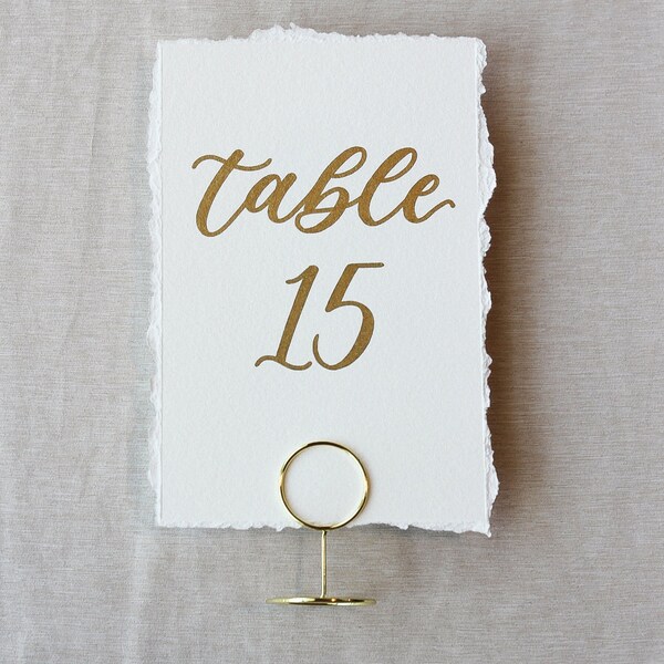 Deckle Edge Table Numbers, 4x6 Table Numbers, Calligraphy Table Numbers, Table Numbers Wedding, Paper Table Numbers, Deckled Edge Paper