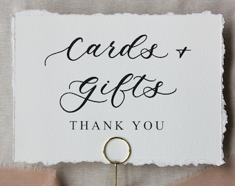 Deckled Edge Cards & Gifts Sign for Wedding | Elegant Wedding Gift Table Sign | Minimalist Reception Decor | Taylor Collection