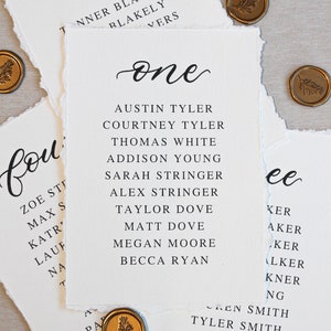 Deckled Edge Seating Chart, Mirror Seating Chart Cards, Wedding Seating Chart Cards, Seating Chart Cards for Mirror