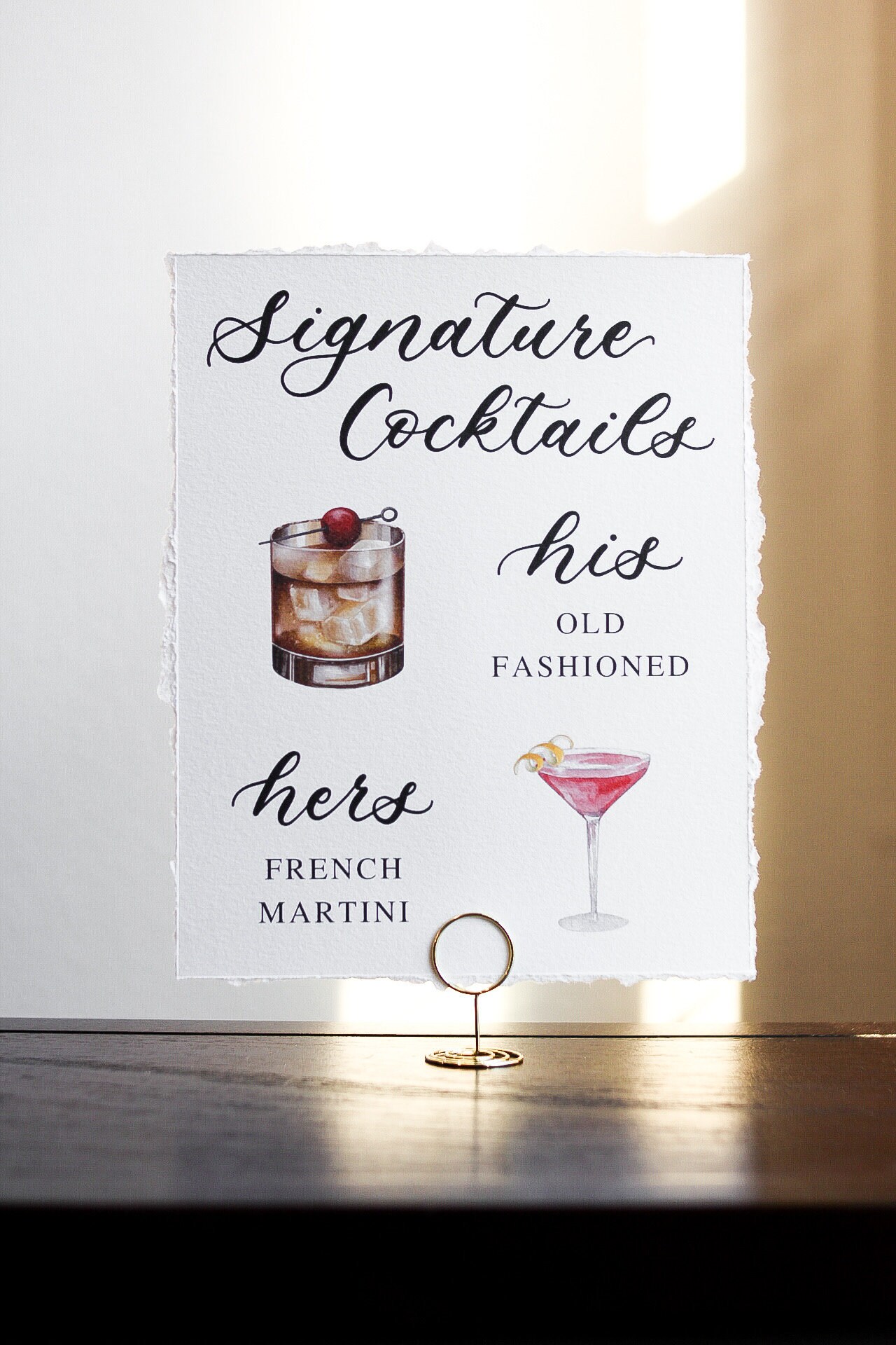 Specialty Cocktails Sign, Deckled Edge Custom Signature Drink Sign ...