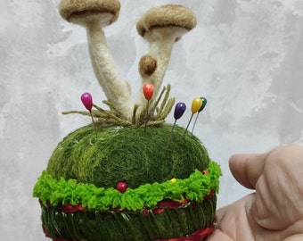 Filz-Nadelkissen in Pilzform, Nadelkissen aus Filzwolle, handgefertigtes Nadelkissen, Geschenk für Mama, Schneiderin, Näherin