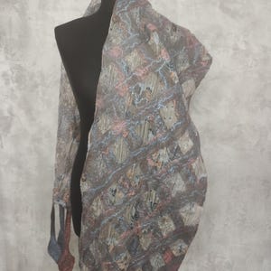 Light Nuno Felted Scarf, Silk and Merino Wool Shawl, Handmade Gift for Her, Airy Boho Wrap for All Seasons, Mother’s Day Gift, Christmas