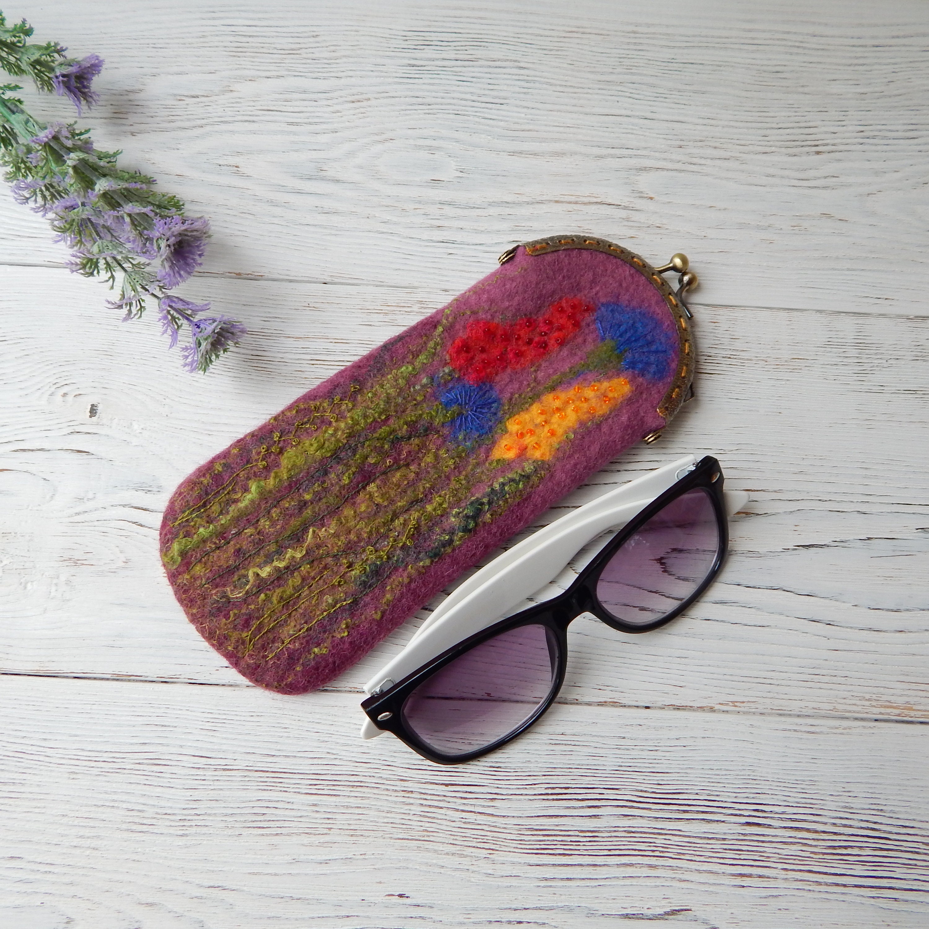 Felted wool glasses case Eyeglass case soft Sunglasses Etsy