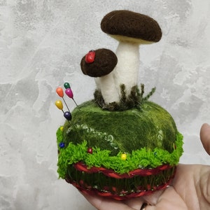 Filz Wolle Nadelkissen Pilze, gefilztes Nadelkissen, Handgemachtes Nadelkissen, Filzkissen für Nadeln, Geschenk Schneider, Geschenk Näherin