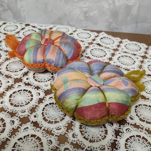 Handmade Tomato Pincushion: Rainbow Fabric Needle Cushion