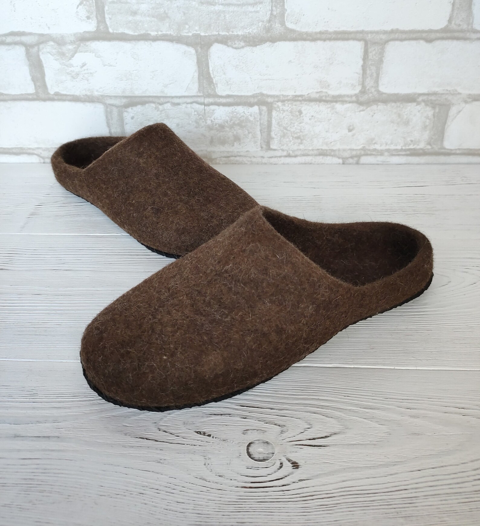 Mens felted wool warm slippers rubber sole Felt cozy house Etsy