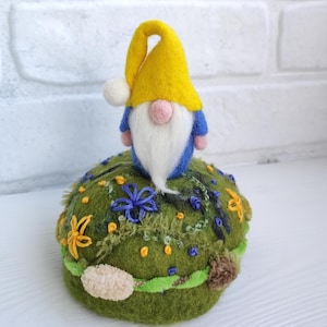 Felt Gnome Pin Cushion, Handmade Wool Pincushion, Sewing Gift