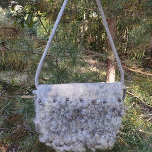 Gray Felted Bag Women – Fluffy Wool Shoulder Bag – Handmade Everyday Felt Handbag – Cute Christmas Gift for Mom, Sister, Girlfriend