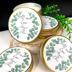 Soy Candle Favors for all occasions and events! Customize your own: Eucalyptus Design or create your own label | baby shower | Wedding