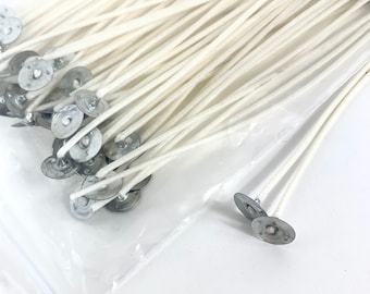 6" Cotton Pre-waxed, Pre-tabbed Candle Wicks for Candle Making, DIY