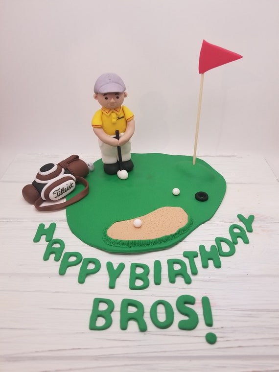 Golf Birthday Cake Topper Golfer cake topper Fondant Golf