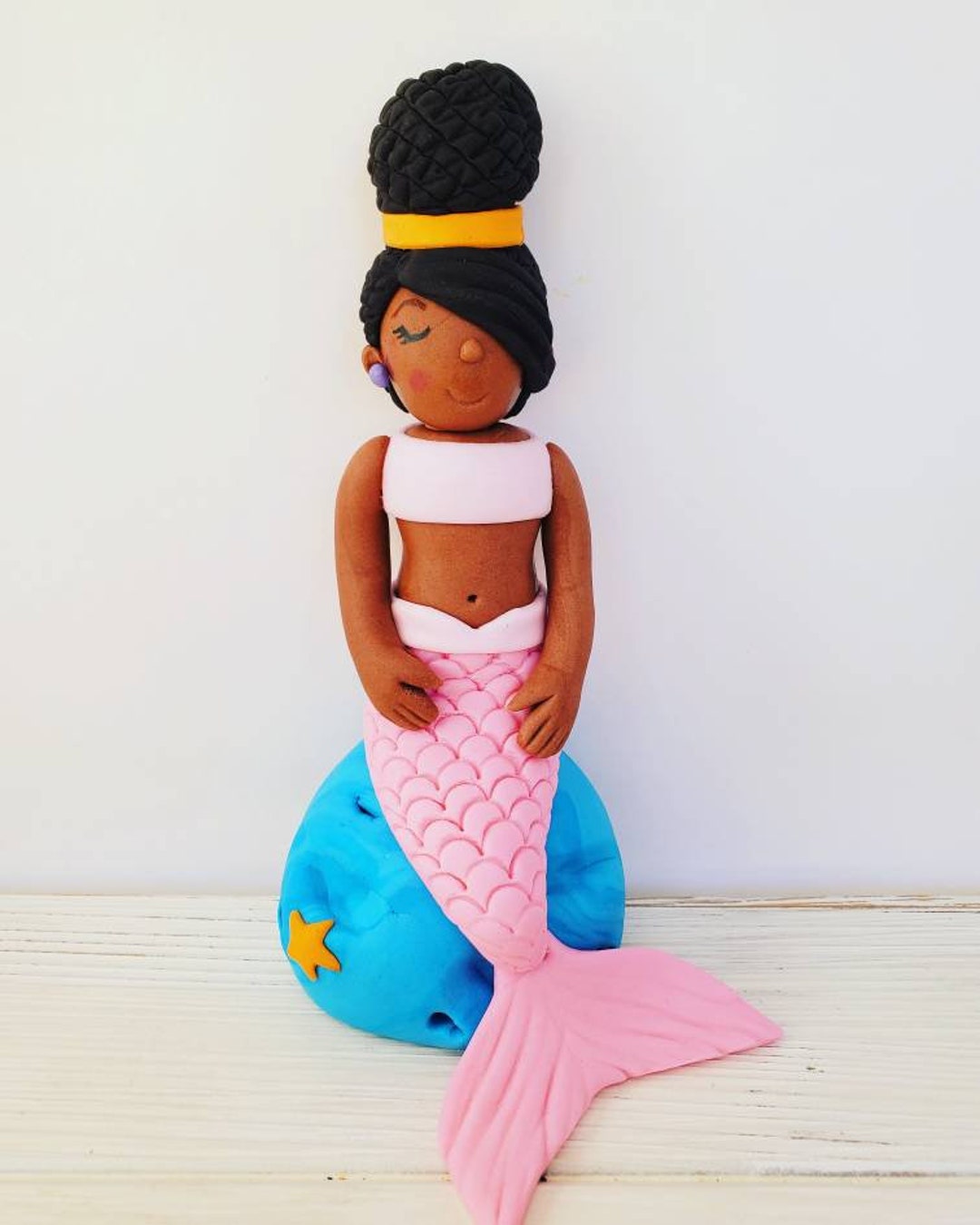 Mermaid Cake Topper, African American Mermaid Cake Topper, Under the Sea Cake Topper, Mermaid