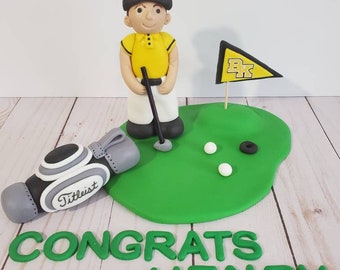 Golf Birthday Cake Topper, Golfer cake topper, Fondant Golf Cake, Golfer cake, Custom Golfer Cake, golf cake decoration
