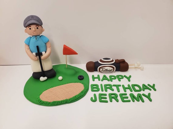 Golf Birthday Cake Topper Golfer Cake Topper Fondant Golf Etsy