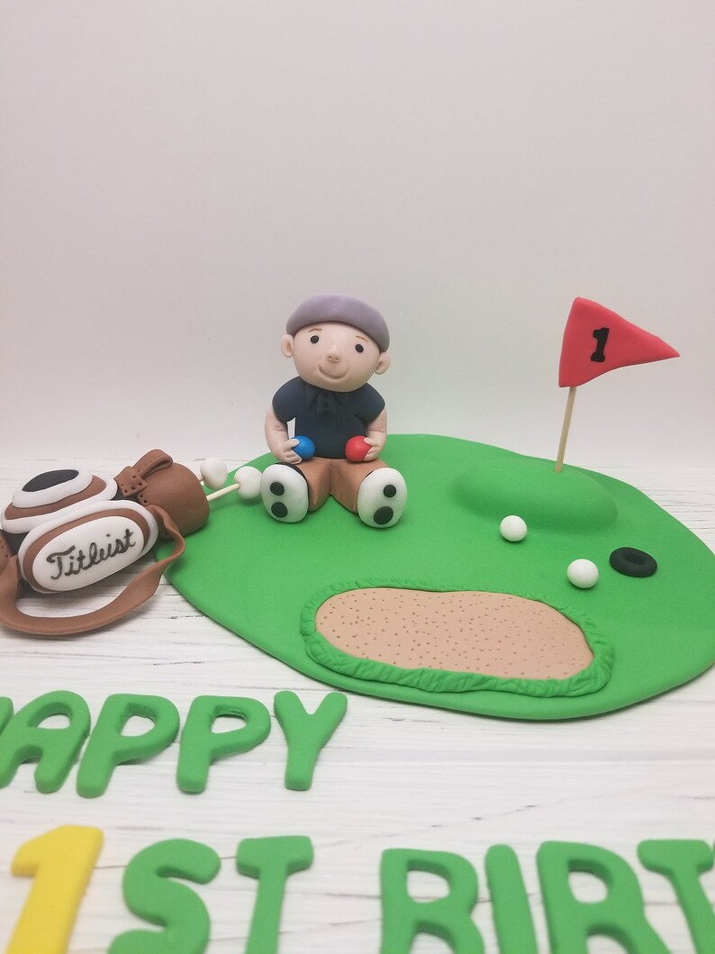 Golf Cake Topper Fondant Golf Birthday Cake Topper Golfers Etsy