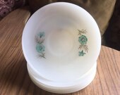 5 Fire King by Anchor Hocking Saucers - Blue Floral